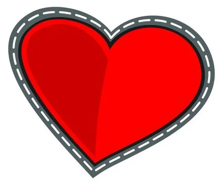 Heart patch. Red love sticker. Romantic symbol Stock Illustration
