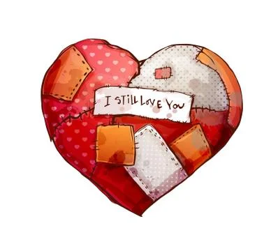 Heart with patches Stock Illustration