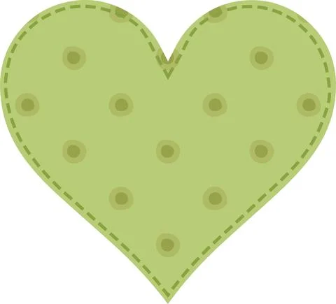 Heart patchwork in green polka dots Stock Illustration