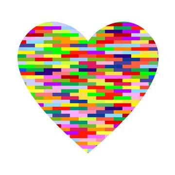 Heart on pattern background of many multi-colored bricks vector illustration Stock Illustration