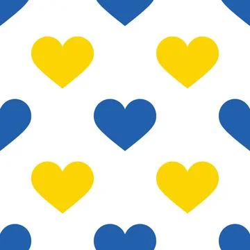 Heart pattern with colors of the Ukrainian flag. Vector blue and yellow elements Stock Illustration