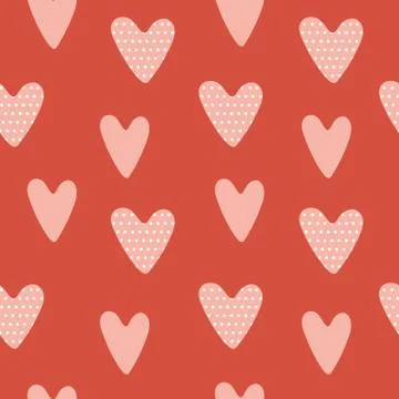 Heart pattern. Hand drawn heart design elements. Valentines Day texture. Colo Stock Illustration