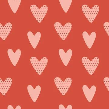 Heart pattern. Hand drawn heart design elements. Valentines Day texture. Colo Stock Illustration