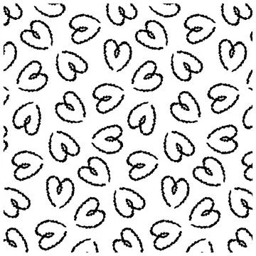 Heart pattern line roundel, drawn with a brush, design for textiles Stock Illustration