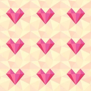 Heart pattern. Low poly vector seamless background Stock Illustration