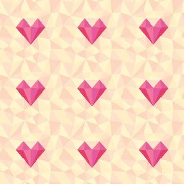 Heart pattern. Low poly vector seamless background Illustrazione stock