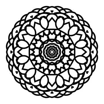 Heart Pattern Mandala Outline Design Stock Illustration