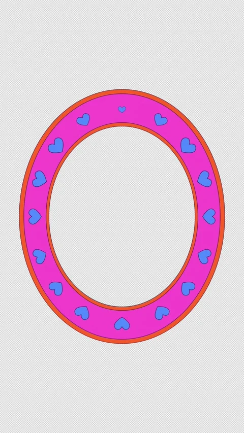 Heart pattern oval animated retro frame overlay Stock Footage 339422160