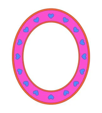 Heart pattern oval colorful retro decorative frame Stock Illustration