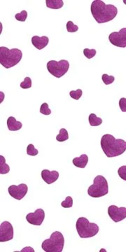 Heart pattern with pink texture on a white background. Stock Photos