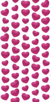 Heart pattern with pink texture on a white background. Stock Photos