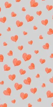 Heart pattern with red texture on a white background. Stock Illustration