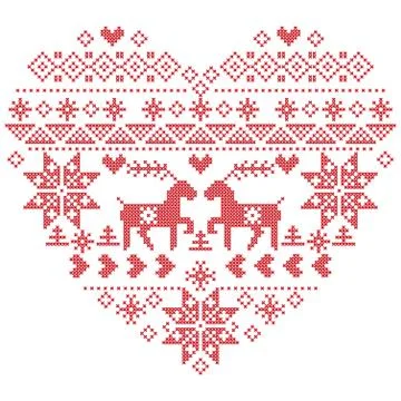 Heart pattern with reindeers Stock Illustration