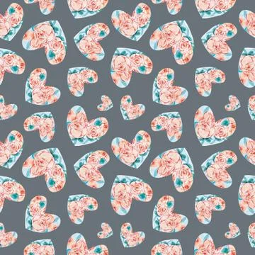 Heart pattern, seamless background. shape, element, romantic, romance, cute Stock Illustration