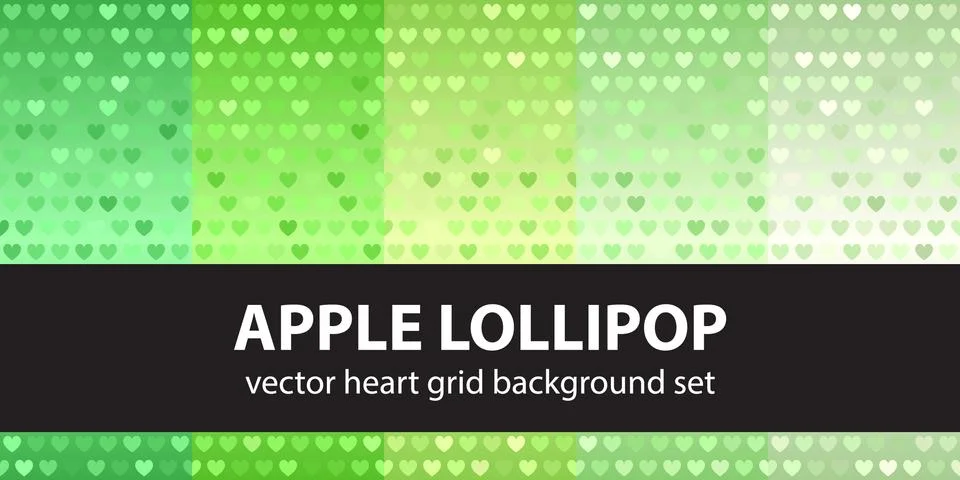 Heart pattern set "Apple Lollipop". Vector seamless backgrounds Stock Illustration