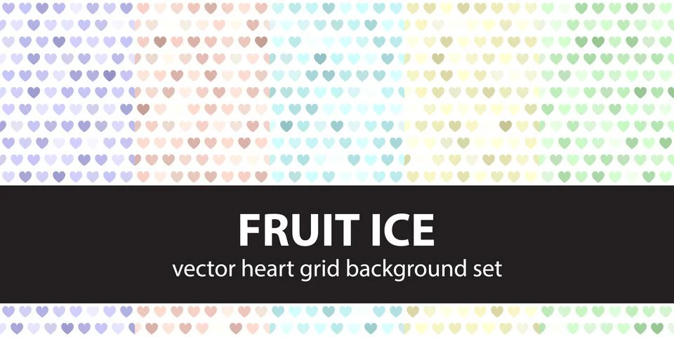 Heart pattern set "Fruit Ice". Vector seamless backgrounds Stock Illustration