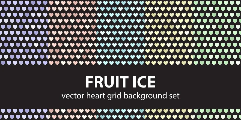 Heart pattern set "Fruit Ice". Vector seamless backgrounds Stock Illustration