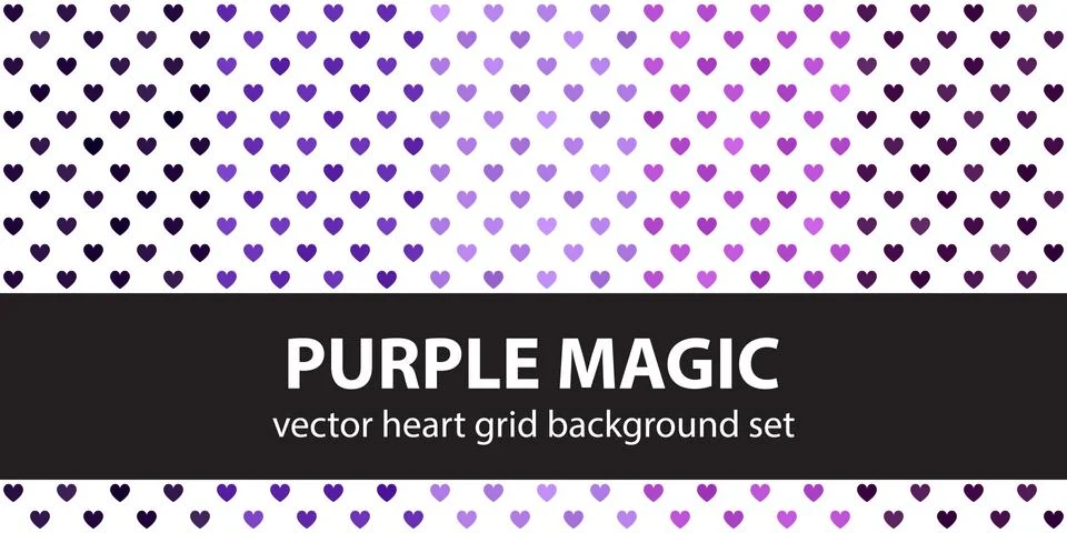 Heart pattern set Purple Magic. Vector seamless backgrounds Stock Illustration