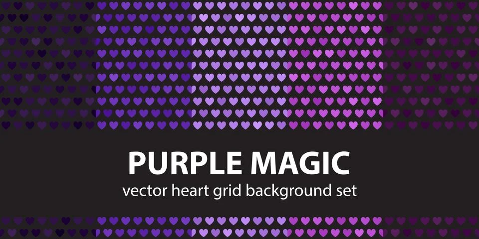 Heart pattern set Purple Magic. Vector seamless backgrounds Illustrazione stock