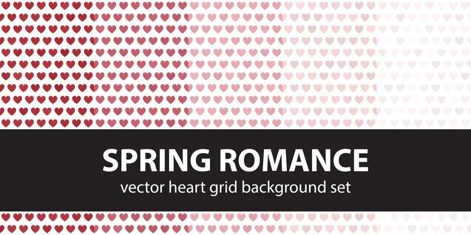 Heart pattern set Spring Romance. Vector seamless backgrounds 스톡 일러스트