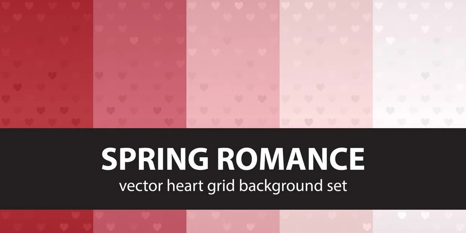Heart pattern set Spring Romance. Vector seamless backgrounds 스톡 일러스트