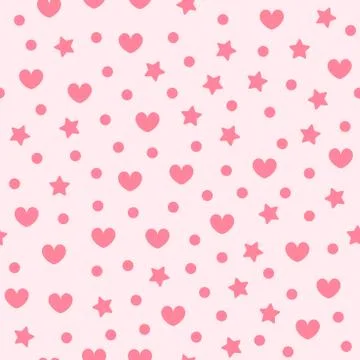 Heart pattern with stars and dots. Seamless vector 스톡 일러스트