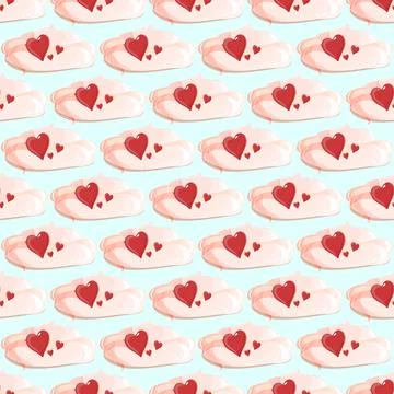 Heart pattern. Valentine's Day. Romantic scattered hearts on the clouds. Be i Stock Illustration