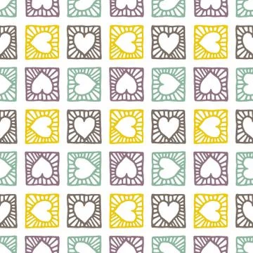 Heart pattern, vector seamless background. Stock Illustration