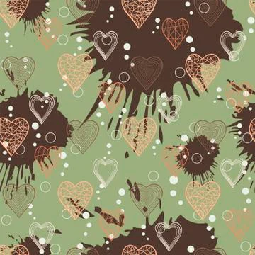 Heart pattern .Vector seamless pattern with thin line abstract Stock Illustration