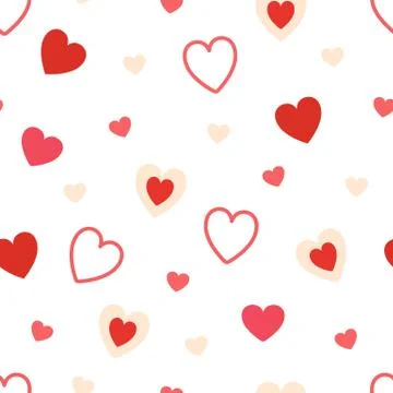 Heart pattern on white background. Hearts design element. Valentines Day text Stock Illustration