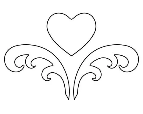 Heart with patterns, valentine tattoo - vector linear picture for coloring book, イラスト素材