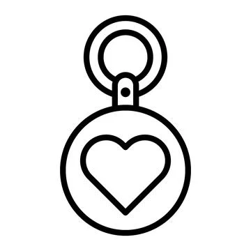 Heart Pendant with Loop For Keychain or Necklace Simple Design Outline Stock Illustration