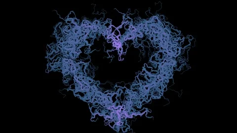 Heart Perlin Noise Flow Field Generative Color Accent Black Background 4K 스톡 동영상 340386738