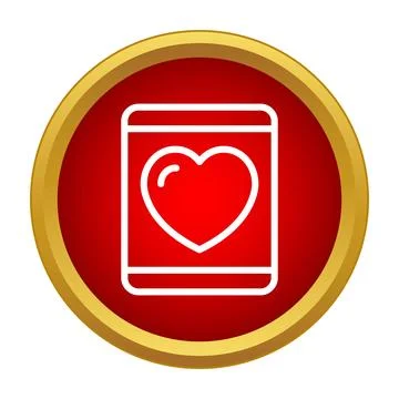 Heart on phone screen vector icon on red background Stock Illustration