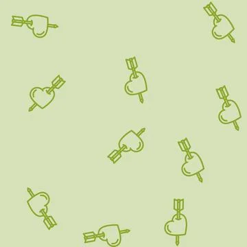 Heart pierced arow line vector seamless pattern Stock Illustration