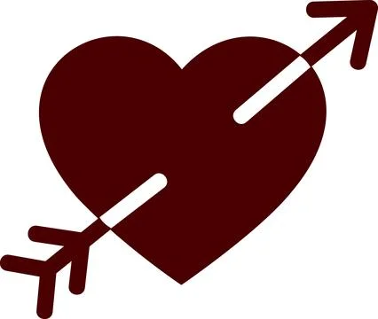 Heart pierced by arrow flat illustration symbol Stock Illustration