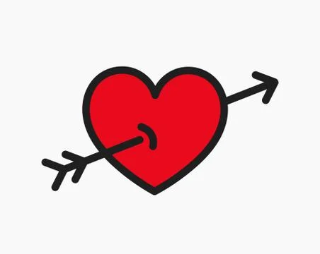 Heart pierced by an arrow icon. Vector illustration Illustrazione stock