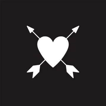 Heart pierced by an arrows icon flat Stock Illustration