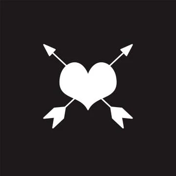 Heart pierced by an arrows icon flat Illustrazione stock