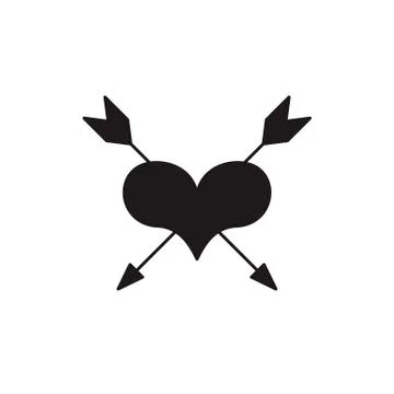 Heart pierced by an arrows icon flat Stock Illustration