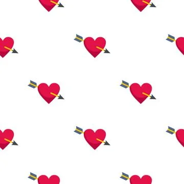 Heart pierced by Cupid arrow pattern seamless Stock Illustration