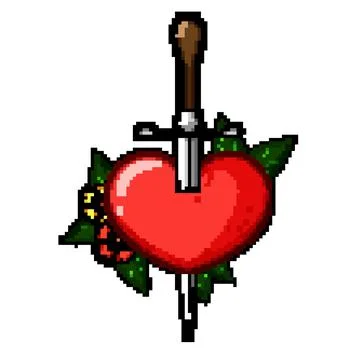 Heart pierced by dagger with floral elements artwork イラスト素材