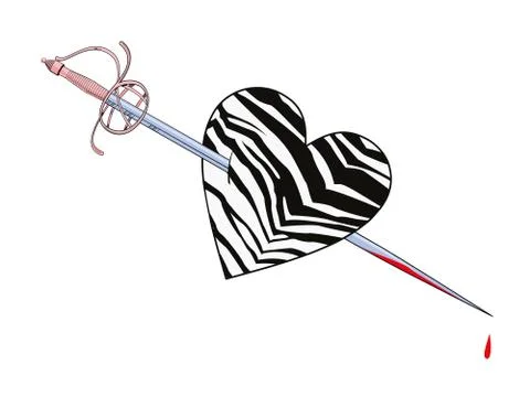 Heart pierced by a sword  Stock Illustration