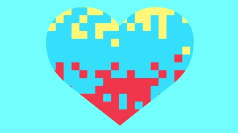 Heart Pixel Animation Seamless loop with Pastel Color Style Vidéo 54958603