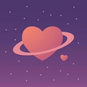 Heart planet with moon Stock Illustration