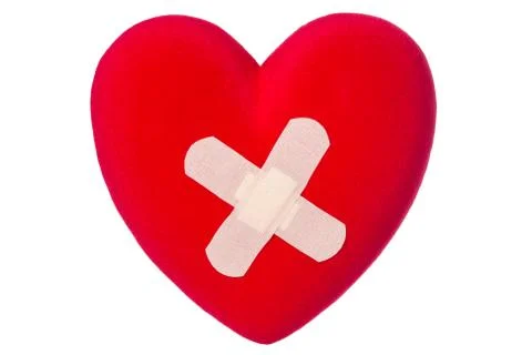 Heart with plaster  isolated Stock Photos