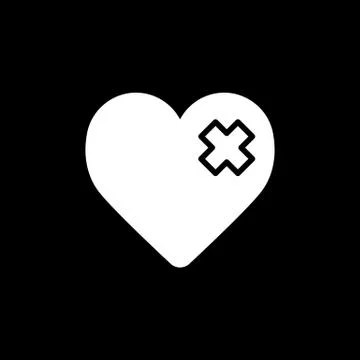 Heart plaster vector icon. Black and white love illustration. Solid linear icon Stock Illustration