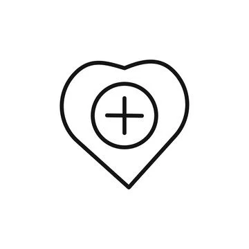 Heart plus logo sign vector outline Stock Illustration