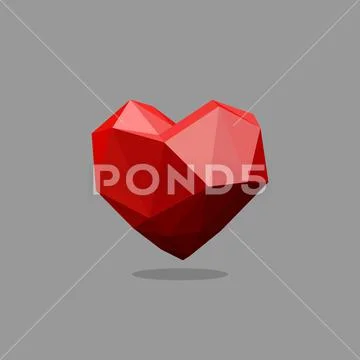 Heart polygon art image. love 3d logo vector illustration Illustration ...