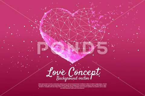 Heart with polygon dot connect line style. Stock Illustration